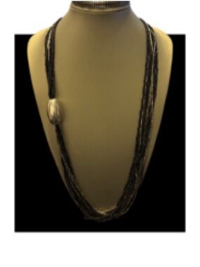 2/$20 Multi-Strand Black Beaded Necklace with Silver Accent bonus mesh bangle